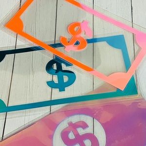 3 Laminated iridescent vinyl cash envelopes